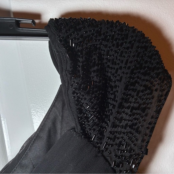 Lauren Ralph Lauren Evening Black Gown Size 8 Beaded Ruched Flowy Stunning EUC - Picture 6 of 12